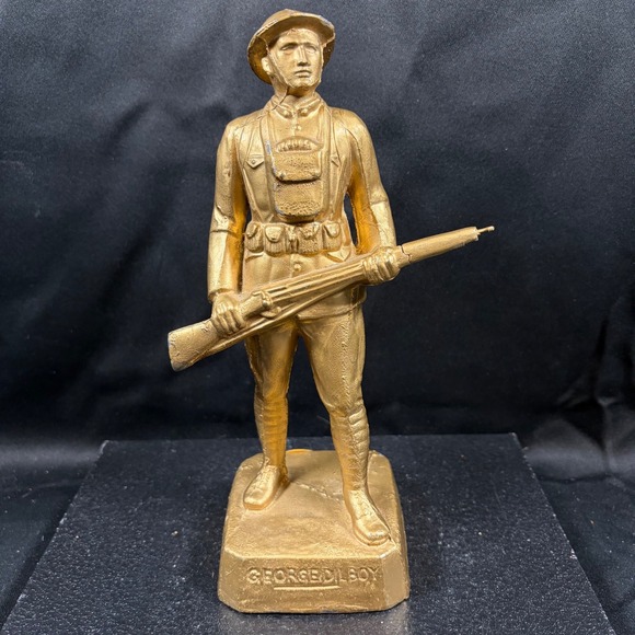Other - George Dilboy WWI Doughboy Soldier Statue Cast Metal Gold Tone Vintage 5.5"
